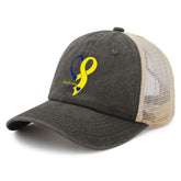 Left side profile of awareness hat